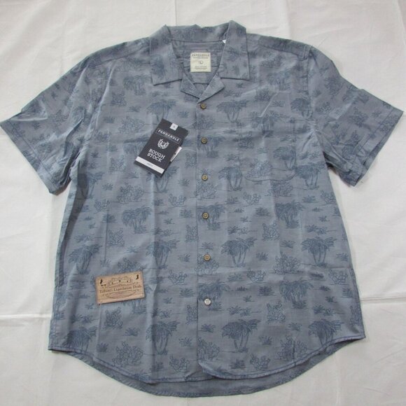 Panhandle Rough Stock Men's LG Short Sleeve Desert Tropical Print Button Shirt B - Picture 1 of 2